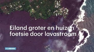 Huizen foetsie eiland groter satellietbeeld lavastroom Hawaiï  RTL NIEUWS [upl. by Cofsky]