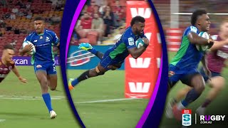 Fijian Drua score 3 tries in 5 minutes vs Queensland Reds [upl. by Santos614]