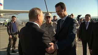 Putin Joins Assad at Military Base in Syria [upl. by Adnohsat]