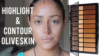 HOW TO CONTOUR AND HIGHLIGHT OLIVE SKIN [upl. by Ruthann]