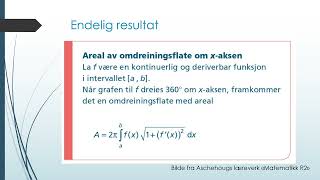 R2  Omdreiningslegeme  Areal av overflate [upl. by Chantalle]