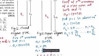 49 A closed organ pipe of length L1 and an open organ pipe contain diatomic gases of densities ρ1 [upl. by Neram]