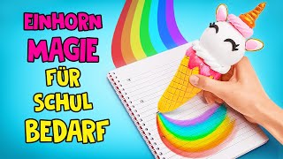 4 tolle EinhornSchulmaterialien 🦄 DIYStift Organizer Geschenkbox und magisches Federmäppchen 🌈 [upl. by Nylaras855]