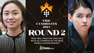 FIDE Womens Candidates 2024 Rd 2  Can Tan Build On Her Lead v Vaishali Wholl Score First Wins [upl. by Thetos]