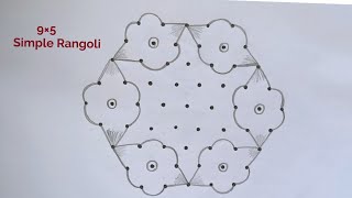 Easy Simple Diwali kolam 2023 With 9×5 Dots 🌺 9×5 Deepavali Muggulu 🌺 Diwali Special Rangoli Design [upl. by Aihpledalihp]