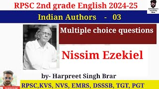 MCQs on Nissim Ezekiel RPSC 2nd Grade English  English literature DSSSB NVS EMRS TGT PGT Harpreet [upl. by Sall]