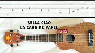 Bella ciao la casa de papel slow easy fingerpicking fingerstyle ukulele tab tutorial [upl. by Delos]