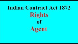 Rights of Agent in Contract of Agency  RightsDutiesLiabilities of Agent Indian Contract Act 1872 [upl. by Durant]