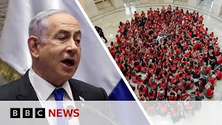 Israels Benjamin Netanyahu faces day of rage in Washington protesters say  BBC News [upl. by Yema]