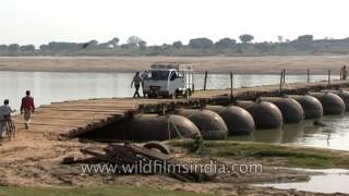 Chambal river in Madhya Pradesh makeshift pontoon bridge in dacoit country [upl. by Mcloughlin146]