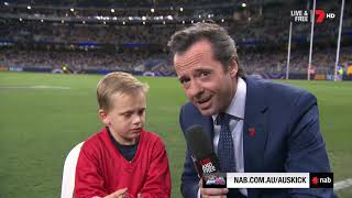 ROUND 9 NAB AUSKICK HALFTIME  JAMES KENNY [upl. by Etnoid459]