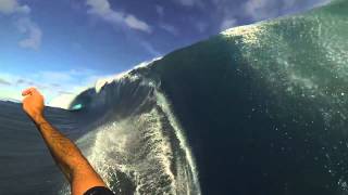 quotGarrett McNamaraquot quotTeahupooquot quotTahitiquot 3 angles quotGoProquot survived wipeout [upl. by Aikcin]