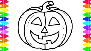 HAPPY HALLOWEEN COLORING Learning How to Draw a Pumpkin Coloring Book for Kids  Colored Markers [upl. by Ginelle]