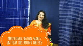 Mercerised cotton sareesFlat offer sale Soft daily wear sarees Soft party wear sarees [upl. by Mazel427]