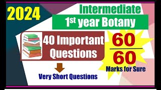 Inter 2024 Botany First Year Important Questions [upl. by Lamond485]