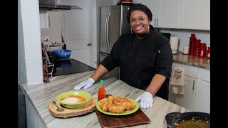 Cooking with Chef Fe Okra amp Tomato Stew AND Buttermilk Fried Chicken [upl. by Shandra]