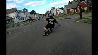 Landyachtz Drop Cat 38 mild hill bomb and carving around town [upl. by Ardnahs346]