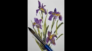 Loose watercolor painting florals  Iris [upl. by Arobed160]