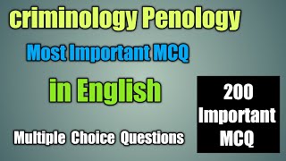 Criminology Penology MCQ  Criminology Penology And Victimlogy Multiple Choice Questions English [upl. by Llenrev]