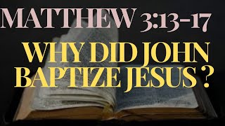 Matthew 31317 Why Did John Baptize JesusFor Repententance Or To Reveal The Messiah [upl. by Nonnel]