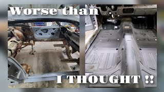 1967 mustang coupe to fastback conversion part 7 gets new floor and rust repair [upl. by Nemrak76]