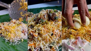 Hyderabadi Chicken Biryani Cooking and tasting 🔥 [upl. by Ymiaj565]