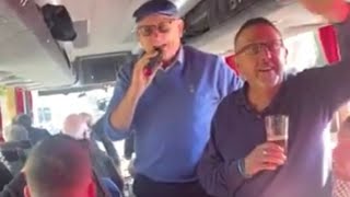 Oldham Athletic owner Frank Rothwell gives a song on Supporters Coach 😂👍🏽 🎵 [upl. by Bonni]