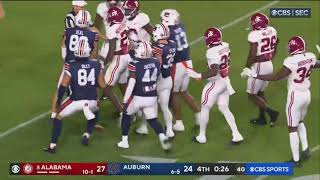 Iron Bowl fight knocks over ref  Alabama pick 6 to end the game [upl. by Avehs]