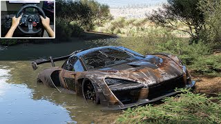 Rebuilding McLaren Senna Forza Horizon 5 Logitech G29 Stering Wheel Gameplay [upl. by Adnuahsar]