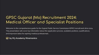 quotMaster GPSC Gujarat Medical Officer Recruitment 202425 Complete Guide to Eligibility Application [upl. by Erodavlas]