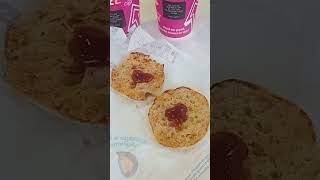 Mcdonalds breakfast toasted muffin with strawberry jam and butter [upl. by Novj633]