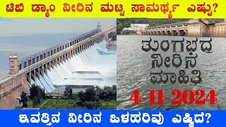 4112024 Today Tungabhadra Dam water level ತುಂಗಭದ್ರ ಡ್ಯಾಂ ನೀರಿನ ಮಟ್ಟ ಎಷ್ಟು‎‎ BealertJob [upl. by Eberle859]