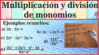 Multiplicación y división de monomios Ejercicios resueltos [upl. by Homans]