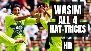 Wasim Akram All Four Hatricks in ODI and Test Cricket  HD  Best Reverse Swing Fast Bowling [upl. by Shaff]