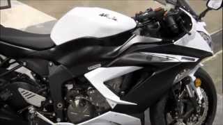 2013 Kawasaki Ninja ZX6R 636 Walk Around Matte White Canon Vixia HF M40 Video Test [upl. by Wall421]