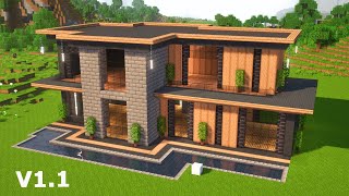 v11 Beautiful Modern House🏠 Minecraft Tutorial [upl. by Lezti825]