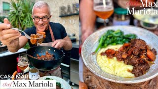 SPEZZATINO di CARNE di BISONTE con PURÈ di PATATE e spinaci saltati  Ricetta Chef Max Mariola [upl. by Dannye]