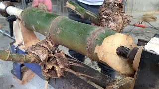 Turning Vases  Making A Vase from Bamboo and Pine Wood Assembled and Processed on A Lathe [upl. by Ahseekal28]