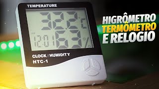 Termômetro e Higrômetro Digital Medidor de Temperatura e Umidade com Relógio HTC1 [upl. by Blumenfeld]