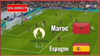 Maroc vs Espagne en direct demi finale JO de Paris 2024 complet Simulation football Gameplay PC [upl. by Eldin195]