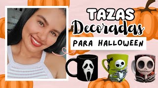 Cómo decorar tazas para HALLOWEEN 🎃 MANUALIDADES faciles 🎃🕷️  decoración de halloween 🎃🕷️ [upl. by Weil727]