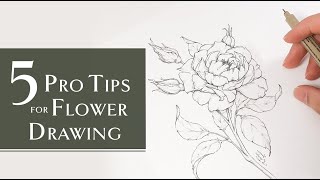 How to Draw Realistic Flowers for Beginners  5 pro tips [upl. by Urbanus]