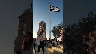 Hoards of tourists at top of Lycabettus Hill in Athens [upl. by Aidni]