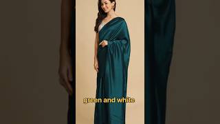 Blouse colour combination with green saree shortsvideo shorts fashiondesingner fashiontrends [upl. by Geesey]