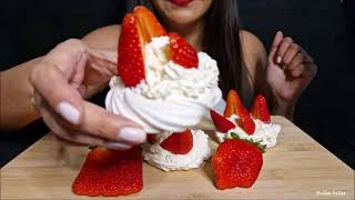 ASMR STRAWBERRIES AND CREAM MERINGUES🍓 [upl. by Sension]