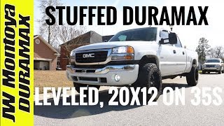 DURAMAX UPDATE 7 New Setup Revealed  Plasti Dipping Emblem Leveled 20x12 33s [upl. by Enirtak]