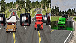 Mix Color Trucks vs Giant Bollards Crash 💥 36 [upl. by Ellerret]