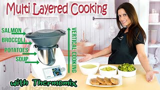 Multi Layered Cooking with Thermomix Salmon Broccoli Potatoes and Soup through Vertical Cooking [upl. by Robinson]