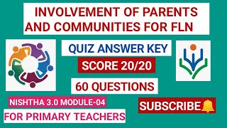 Involvement of parents and communities for FLN Quiz Answer Key wNishtha module4aashakiran [upl. by Saudra]