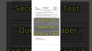 Second Unit Test Question Paper class 8th  English Study at Home  studyathome [upl. by Oiluarb]